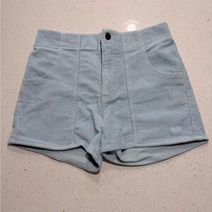 Men's High Waist Light Blue Corduroy Shorts